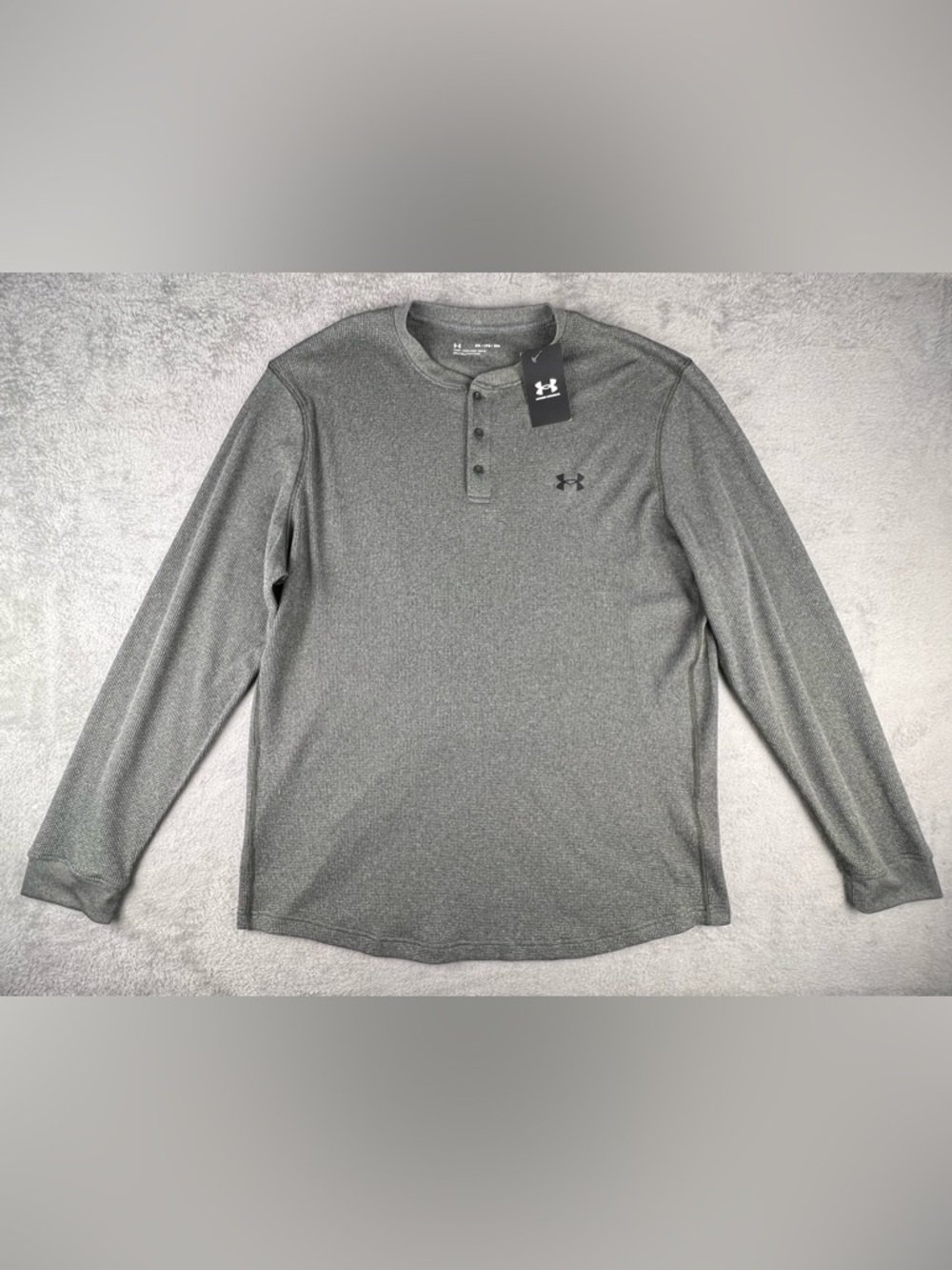 Under Armour Thermal Henley Shirt Mens Size 2XL Gray Loose Fit Long Sleeve NWT